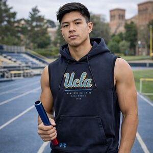 Under Armour UCLA Bruins Hoodie Vest Mens M Black Sleeveless ColdGear Collegiate